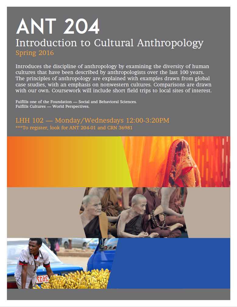 Class Announcement: Intro to Cultural Anthropology (Spring)